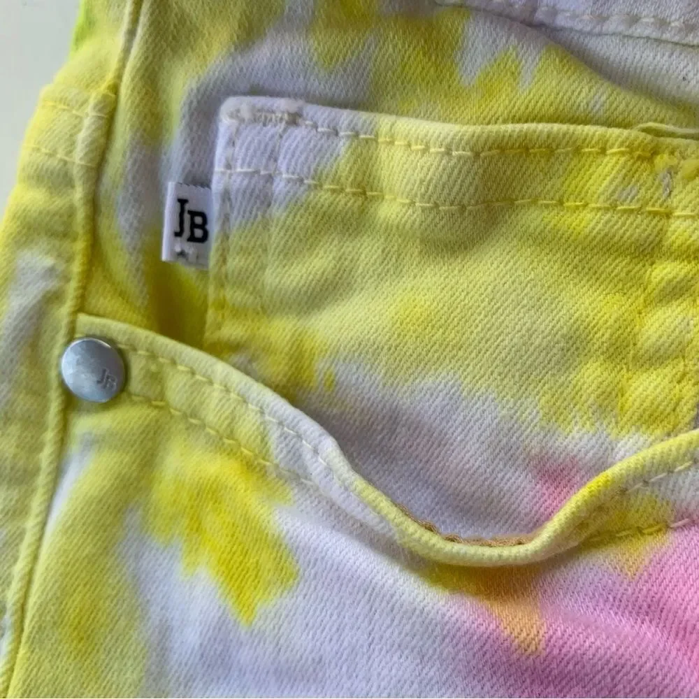 Judy Blue Shorts Tie Dye Rainbow Women XL Stretch Denim Fray Cut-Off Colorful